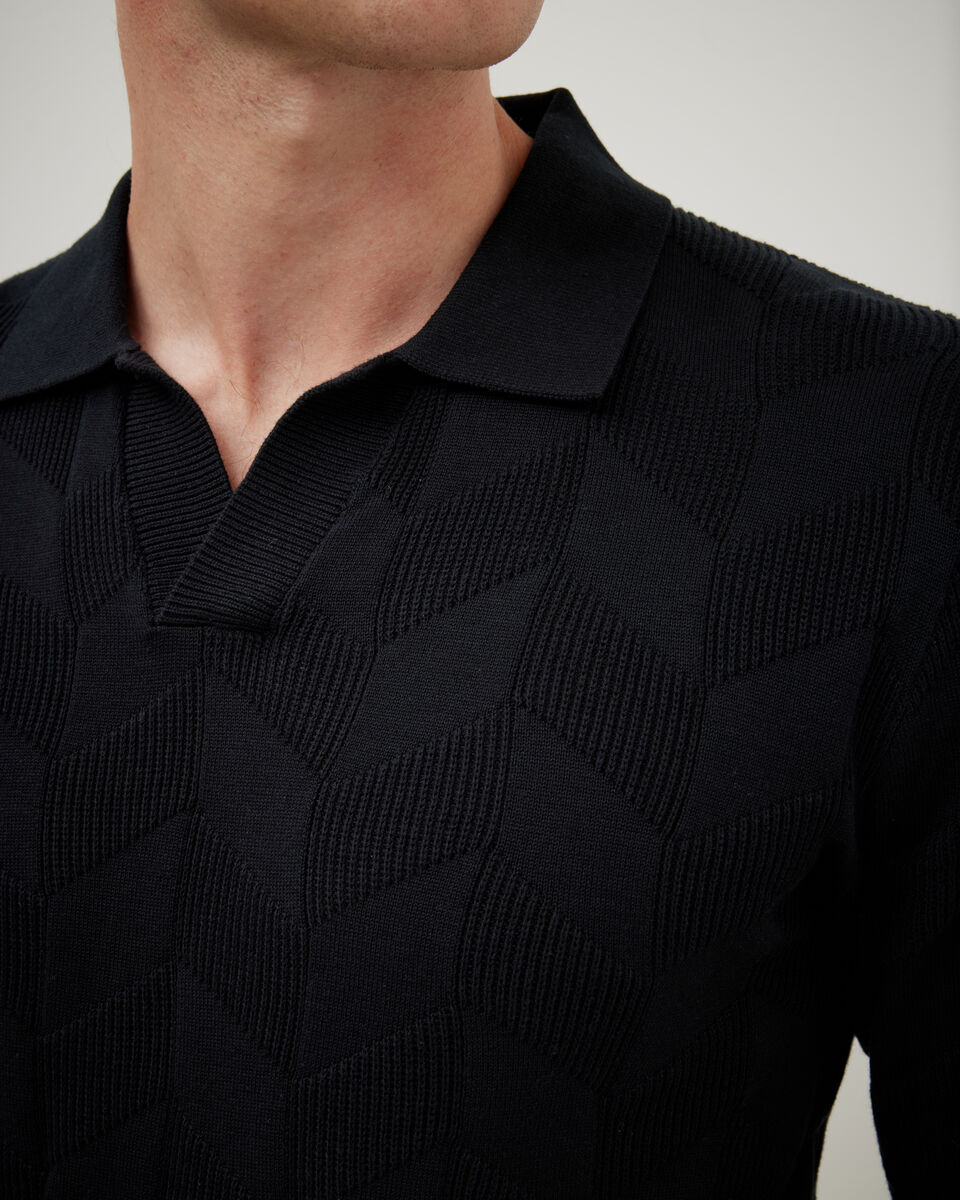 Herringbone Long Sleeve Trophy Knit, Black, hi-res